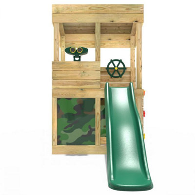 Rebo Children's Wooden Lookout Tower Playhouse with 6ft Slide - Max Set