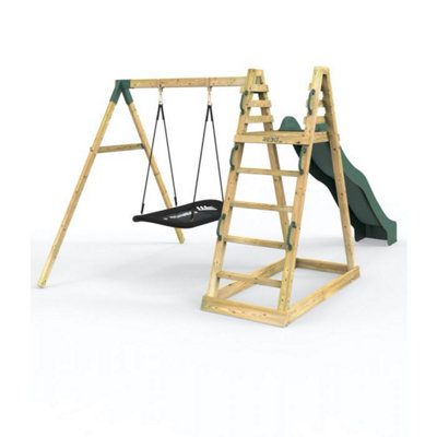 Rebo Children's Wooden Pyramid Activity Frame with Swing and 10ft Water Slide - Cloudcap