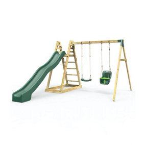 Rebo Children's Wooden Pyramid Activity Frame with Swings and 10ft Water Slide - Cora Linn