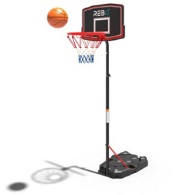 Rebo Freestanding Portable Basketball Hoop with Stand - Adjustable Height (165cm - 210cm) - Small
