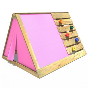 Rebo Mini Wooden Climbing Pyramid Adventure Playset and Den - Pink