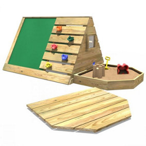 Rebo Mini Wooden Climbing Pyramid Adventure Playset - Den and Slide - Green