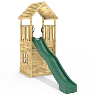 Rebo Modular Wooden Climbing Frame Adventure Playset - M7 with Den