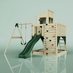 Rebo PolarPlay Kids Climbing Tower & Playhouse - Swing Destin Green