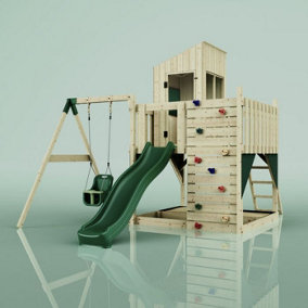 Rebo PolarPlay Kids Climbing Tower & Playhouse - Swing Helka Green
