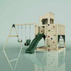 Rebo PolarPlay Kids Climbing Tower & Playhouse - Swing Olavo Green