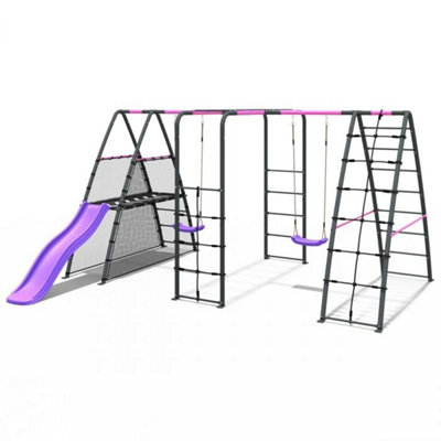 Rebo Steel Series Metal Children's Swing Maximum Play Set - Standard Swings Pink
