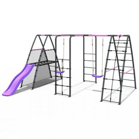 Rebo Steel Series Metal Children's Swing Maximum Play Set - Standard Swings Pink