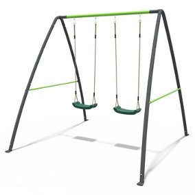 Rebo Steel Series Metal Children's Swing Set - Double Swing Green