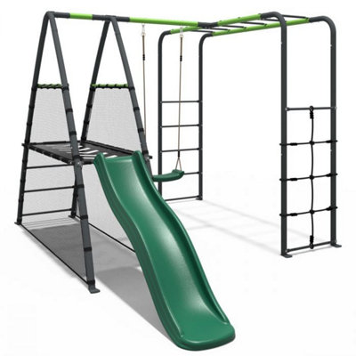 Rebo Steel Series Metal Children s Swing Set Monkey Bars Slide