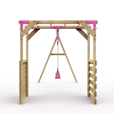 Rebo Wooden Children's Garden Swing Set with Monkey Bars - Double