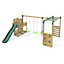 Rebo Wooden Children's Swing Set plus Deluxe Deck, 8ft Slide & Monkey Bars - Triple Swing - Neptune Green
