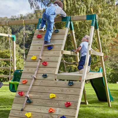 Wooden climbing best sale frame and swing