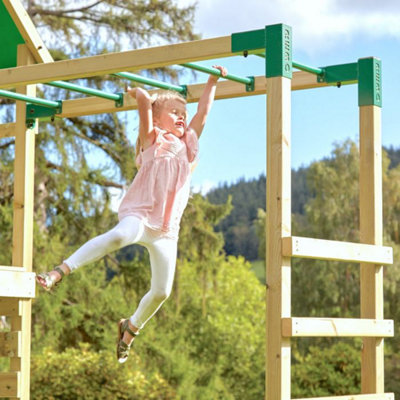 Wooden climbing frames on sale with monkey bars