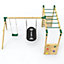 Rebo Wooden Garden Children's Swing Set with Extra-Long Monkey Bars - Double Swing - Sage Green