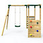 Rebo Wooden Garden Children's Swing Set with Extra-Long Monkey Bars - Single Swing - Solar Green