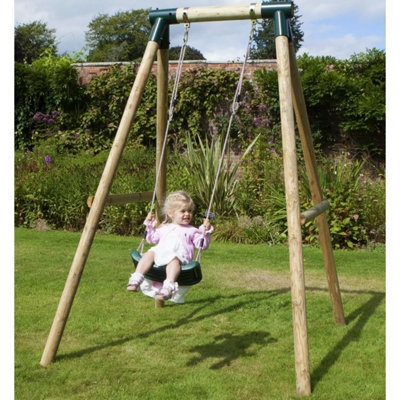 Rebo Wooden Garden Swing Set Solar Green