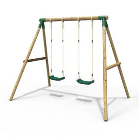 Rebo Wooden Garden Swing Set with 2 Swings - Venus Green