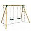 Rebo Wooden Garden Swing Set with Climbing Rope and Rope Ladder Eclipse Green
