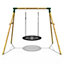 Rebo Wooden Garden Swing Set with Large Round Net Swing Seat - Mercury Green