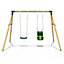 Rebo Wooden Garden Swing Set with Standard Seat and Baby Seat - Luna Green