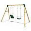 Rebo Wooden Garden Swing Set with Standard Seat and Baby Seat - Luna Green