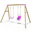 Rebo Wooden Garden Swing Set with Standard Seat and Baby Seat - Luna Pink