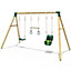 Rebo Wooden Garden Swing Set with Trapeze Bar - Galaxy Green