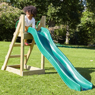 Rebo Wooden Lookout Tower Playhouse Climbing Frame with 6ft Slide