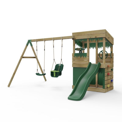 Wooden playhouse cheap climbing frame