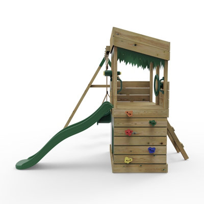 Lookout tower wooden cheap climbing frame with swings