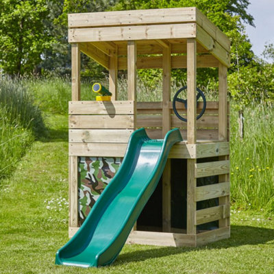 Lookout tower wooden climbing frame with swings shop