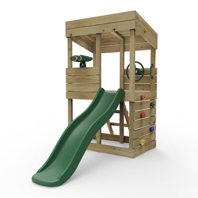 Rebo Wooden Lookout Tower Playhouse with 6ft Slide - Adventure Set