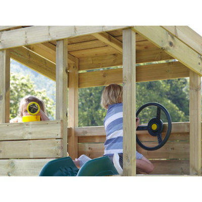 Rebo Wooden Lookout Tower Playhouse with 6ft Slide Swing Arches