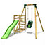 Rebo Wooden Swing Set plus Deck & Slide - Pluto Green