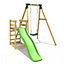 Rebo Wooden Swing Set plus Deck & Slide - Solar Green
