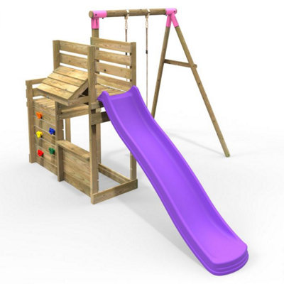 Wooden swing and sales slide set uk