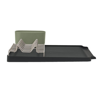 ReBorn Large Recycled Draining Rack - Sage Green Kitchen Dish Drainer - Holds up to 10 Plates - Made in the UK