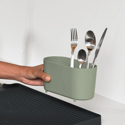 ReBorn Large Recycled Draining Rack - Sage Green Kitchen Dish Drainer - Holds up to 10 Plates - Made in the UK
