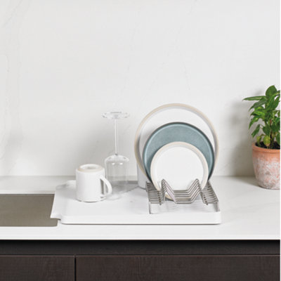 ReBorn Large Recycled Draining Rack - Stone Kitchen Dish Drainer - Holds up to 10 Plates - Made in the UK