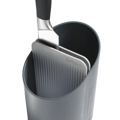 ReBorn Recycled Cutlery Drainer - Dark Grey Kitchen Utensil Caddy - Tiered Design - Made in the UK