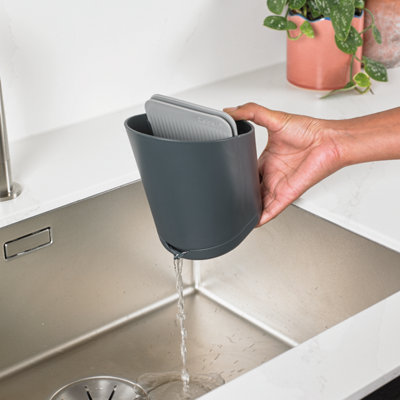 ReBorn Recycled Cutlery Drainer - Dark Grey Kitchen Utensil Caddy - Tiered Design - Made in the UK