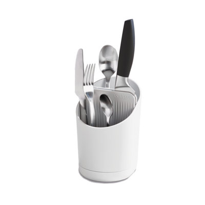 ReBorn Recycled Cutlery Drainer - Stone Kitchen Utensil Caddy - Tiered Design - Made in the UK
