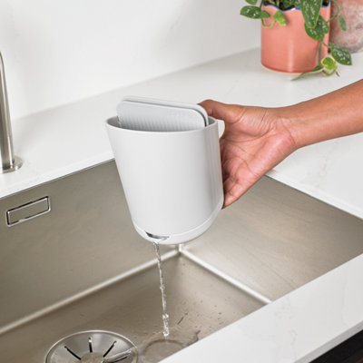 ReBorn Recycled Cutlery Drainer - Stone Kitchen Utensil Caddy - Tiered Design - Made in the UK