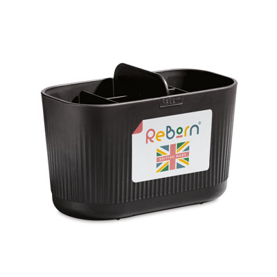 ReBorn Recycled Large Bathroom Caddy- Graphite Bathroom Organizer - With Six Compartments - Made in the UK