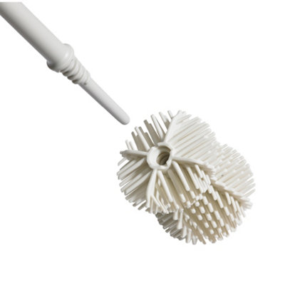Redecker Toilet Brush Set - White Coated Metal Holder With Oiled Beechwood Handle & Nylon Bristles, Made In Germany