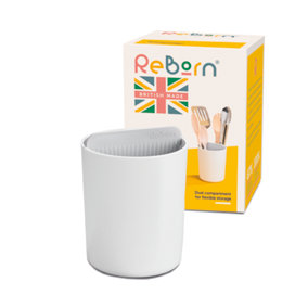 ReBorn Recycled Utensil Holder - Stone Kitchen Organiser - Two Sections, Organised and Tidy - Made in the UK