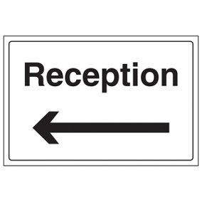 Reception Arrow LEFT Information Sign - Adhesive Vinyl 300x200mm (x3)