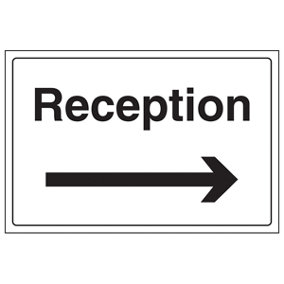 Reception Arrow RIGHT Information Sign - Adhesive Vinyl 300x200mm (x3)