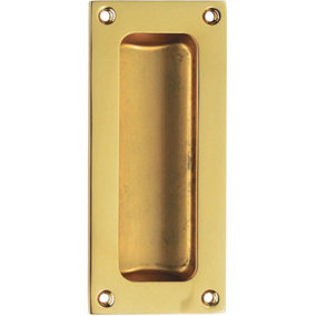Recessed Sliding Door Flush Pull 102 x 45mm 10.5mm Depth Polished Brass